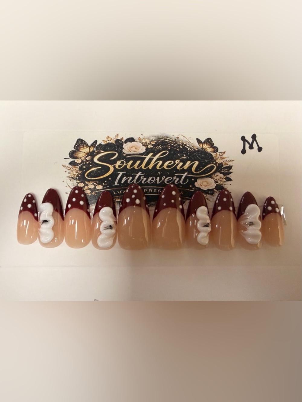 Southern Introvert Burgundy & Nude Press-On Nails